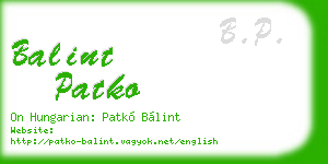 balint patko business card